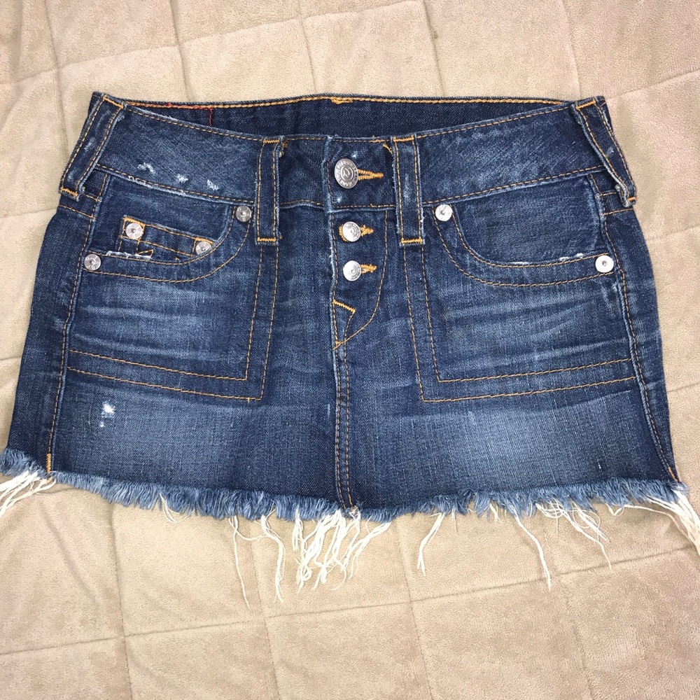True Religion Revolve denim cut off mini skirt 26 - Picture 3 of 4